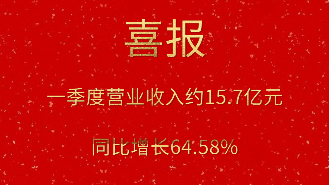 公司一季度實(shí)現(xiàn)營(yíng)業(yè)收入約15.7億元，同比增長(zhǎng)64.58%